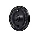 Deltana [BBRR213U19] Solid Brass Door Bell Button - Round w/ Rope - Paint Black Finish - 2 1/4&quot; Dia.
