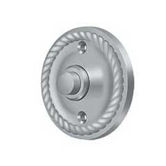 Deltana [BBRR213U26D] Solid Brass Door Bell Button - Round w/ Rope - Brushed Chrome Finish - 2 1/4&quot; Dia.