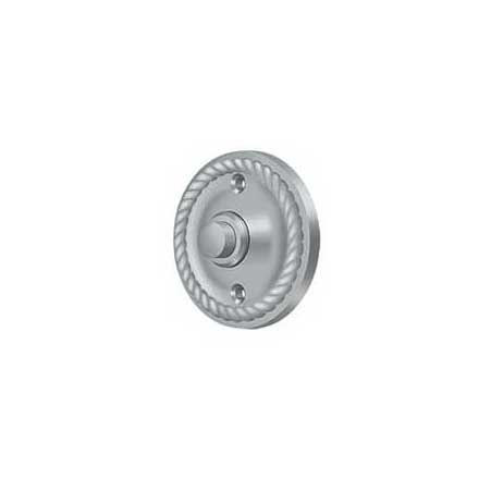 Deltana [BBRR213U26D] Solid Brass Door Bell Button - Round w/ Rope - Brushed Chrome Finish - 2 1/4&quot; Dia.