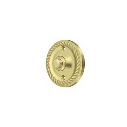 Deltana [BBRR213U3] Solid Brass Door Bell Button - Round w/ Rope - Polished Brass Finish - 2 1/4&quot; Dia.