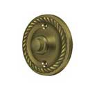 Deltana [BBRR213U5] Solid Brass Door Bell Button - Round w/ Rope - Antique Brass Finish - 2 1/4" Dia.