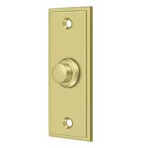 Deltana [BBS333U3] Solid Brass Door Bell Button - Rectangular - Polished Brass Finish - 3 1/4" L