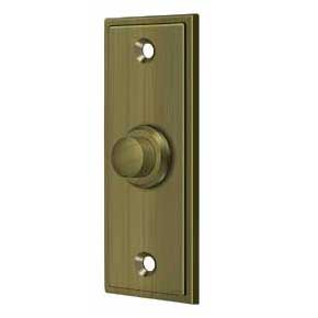 Deltana [BBS333U5] Solid Brass Door Bell Button - Rectangular - Antique Brass Finish - 3 1/4" L