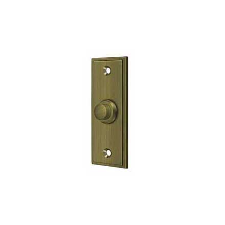 Deltana [BBS333U5] Solid Brass Door Bell Button - Rectangular - Antique Brass Finish - 3 1/4&quot; L