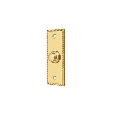 Deltana [BBSR333CR003] Solid Brass Door Bell Button - Rectangular w/ Rope - Polished Brass (PVD) Finish - 3 1/4&quot; L