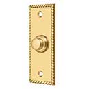 Deltana [BBSR333CR003] Solid Brass Door Bell Button - Rectangular w/ Rope - Polished Brass (PVD) Finish - 3 1/4" L