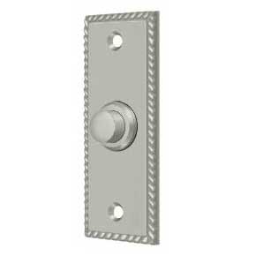 Deltana [BBSR333U15] Solid Brass Door Bell Button - Rectangular w/ Rope - Brushed Nickel Finish - 3 1/4" L