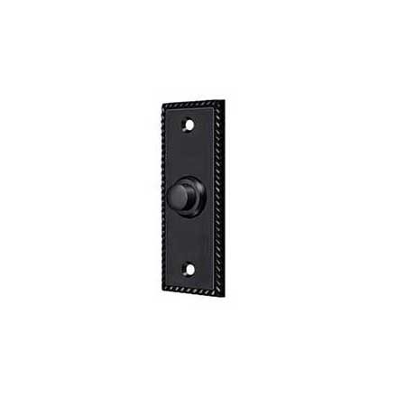 Deltana [BBSR333U19] Solid Brass Door Bell Button - Rectangular w/ Rope - Paint Black Finish - 3 1/4&quot; L