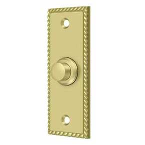 Deltana [BBSR333U3] Solid Brass Door Bell Button - Rectangular w/ Rope - Polished Brass Finish - 3 1/4" L