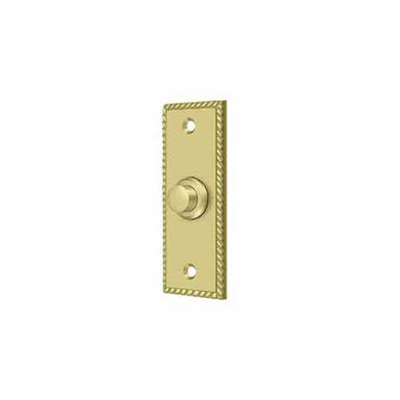 Deltana [BBSR333U3] Solid Brass Door Bell Button - Rectangular w/ Rope - Polished Brass Finish - 3 1/4&quot; L 