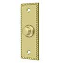 Deltana [BBSR333U3] Solid Brass Door Bell Button - Rectangular w/ Rope - Polished Brass Finish - 3 1/4&quot; L 