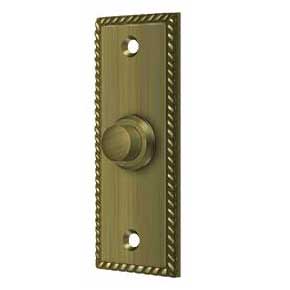 Deltana [BBSR333U5] Solid Brass Door Bell Button - Rectangular w/ Rope - Antique Brass Finish - 3 1/4" L