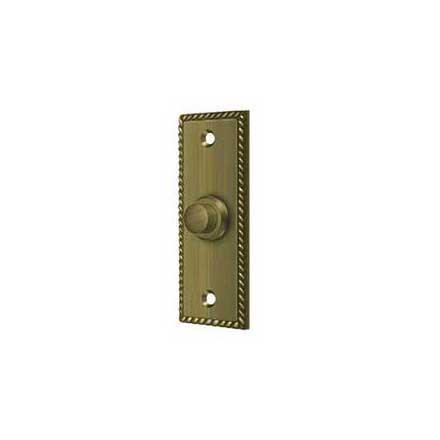 Deltana [BBSR333U5] Solid Brass Door Bell Button - Rectangular w/ Rope - Antique Brass Finish - 3 1/4&quot; L