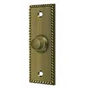 Deltana [BBSR333U5] Solid Brass Door Bell Button - Rectangular w/ Rope - Antique Brass Finish - 3 1/4&quot; L