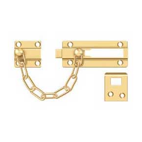 Deltana [CDG35CR003] Solid Brass Door Chain Guard - Doorbolt - Polished Brass (PVD) Finish - 7" L