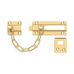 Deltana [CDG35CR003] Solid Brass Door Chain Guard - Doorbolt - Polished Brass (PVD) Finish - 7&quot; L