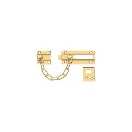 Deltana [CDG35CR003] Solid Brass Door Chain Guard - Doorbolt - Polished Brass (PVD) Finish - 7&quot; L