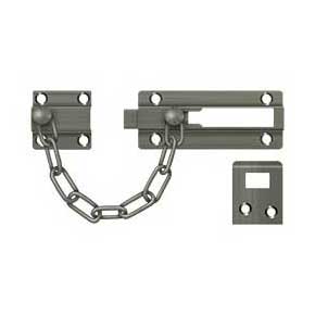 Deltana [CDG35U15A] Solid Brass Door Chain Guard - Doorbolt - Antique Nickel Finish - 7" L
