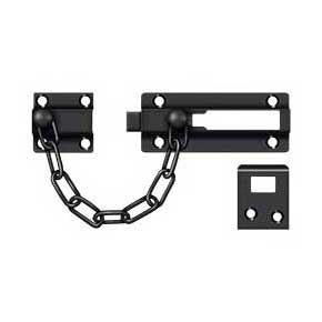 Deltana [CDG35U19] Solid Brass Door Chain Guard - Doorbolt - Paint Black Finish - 7" L