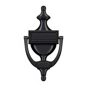 Deltana [DKR75U19] Solid Brass Door Knocker - Victorian Rope - Paint Black Finish - 7 5/8" H