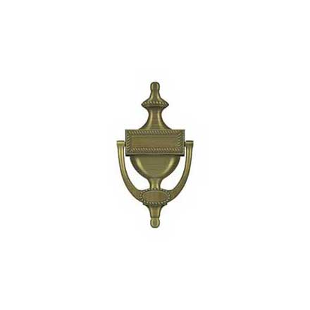 Deltana [DKR75U5] Solid Brass Door Knocker - Victorian Rope - Antique Brass Finish - 7 5/8&quot; H