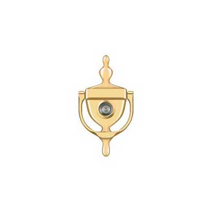 Deltana [DKV630CR003] Solid Brass Door Knocker - Traditional w/ Viewer - Polished Brass (PVD) Finish - 5 7/8&quot; H