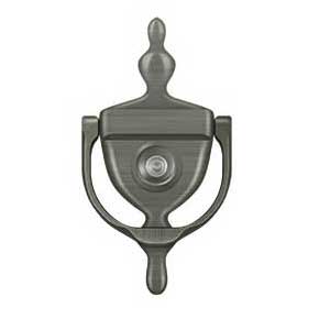 Deltana [DKV630U15A] Solid Brass Door Knocker - Traditional w/ Viewer - Antique Nickel Finish - 5 7/8" H