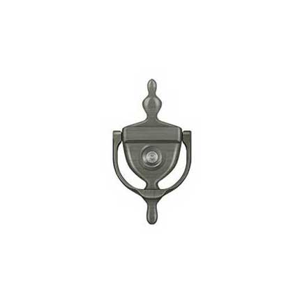 Deltana [DKV630U15A] Solid Brass Door Knocker - Traditional w/ Viewer - Antique Nickel Finish - 5 7/8&quot; H