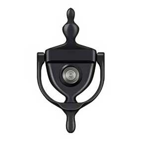 Deltana [DKV630U19] Solid Brass Door Knocker - Traditional w/ Viewer - Paint Black Finish - 5 7/8" H