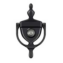 Deltana [DKV630U19] Solid Brass Door Knocker - Traditional w/ Viewer - Paint Black Finish - 5 7/8&quot; H