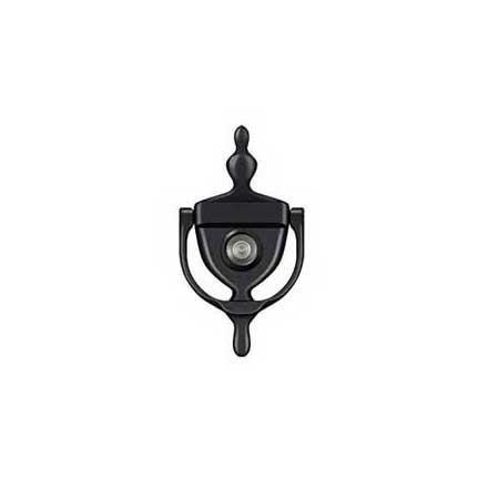 Deltana [DKV630U19] Solid Brass Door Knocker - Traditional w/ Viewer - Paint Black Finish - 5 7/8&quot; H