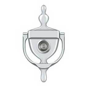 Deltana [DKV630U26] Solid Brass Door Knocker - Traditional w/ Viewer - Polished Chrome Finish - 5 7/8" H