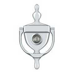 Deltana [DKV630U26] Solid Brass Door Knocker - Traditional w/ Viewer - Polished Chrome Finish - 5 7/8&quot; H