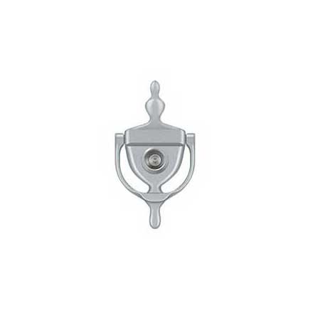 Deltana [DKV630U26D] Solid Brass Door Knocker - Traditional w/ Viewer - Brushed Chrome Finish - 5 7/8&quot; H