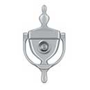 Deltana [DKV630U26D] Solid Brass Door Knocker - Traditional w/ Viewer - Brushed Chrome Finish - 5 7/8" H