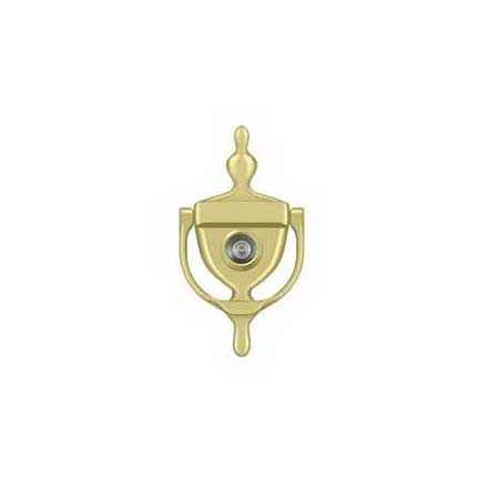 Deltana [DKV630U3] Solid Brass Door Knocker - Traditional w/ Viewer - Polished Brass Finish - 5 7/8&quot; H