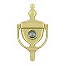 Deltana [DKV630U3] Solid Brass Door Knocker - Traditional w/ Viewer - Polished Brass Finish - 5 7/8" H