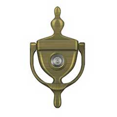 Deltana [DKV630U5] Solid Brass Door Knocker - Traditional w/ Viewer - Antique Brass Finish - 5 7/8&quot; H
