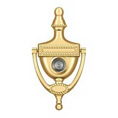 Deltana [DKV6RCR003] Solid Brass Door Knocker - Victorian Rope w/ Viewer - Polished Brass (PVD) Finish - 6&quot; H