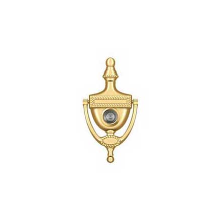 Deltana [DKV6RCR003] Solid Brass Door Knocker - Victorian Rope w/ Viewer - Polished Brass (PVD) Finish - 6&quot; H