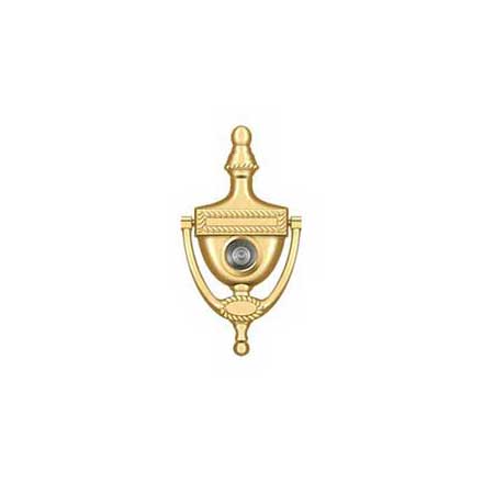 Deltana [DKV6RCR003] Solid Brass Door Knocker - Victorian Rope w/ Viewer - Polished Brass (PVD) Finish - 6&quot; H