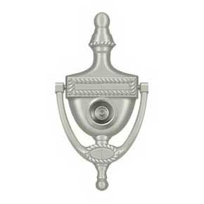 Deltana [DKV6RU15] Solid Brass Door Knocker - Victorian Rope w/ Viewer - Brushed Nickel Finish - 6" H