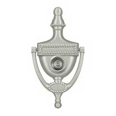 Deltana [DKV6RU15] Solid Brass Door Knocker - Victorian Rope w/ Viewer - Brushed Nickel Finish - 6&quot; H