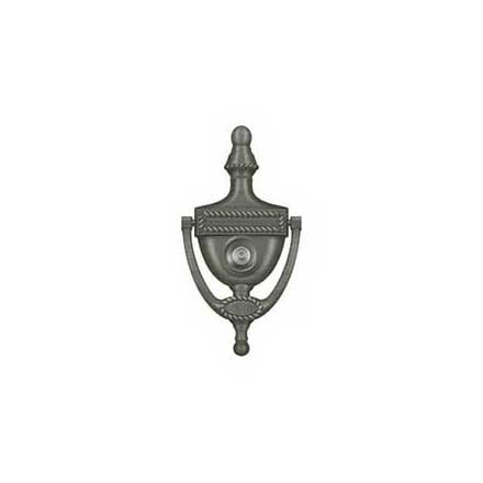 Deltana [DKV6RU15A] Solid Brass Door Knocker - Victorian Rope w/ Viewer - Antique Nickel Finish - 6&quot; H