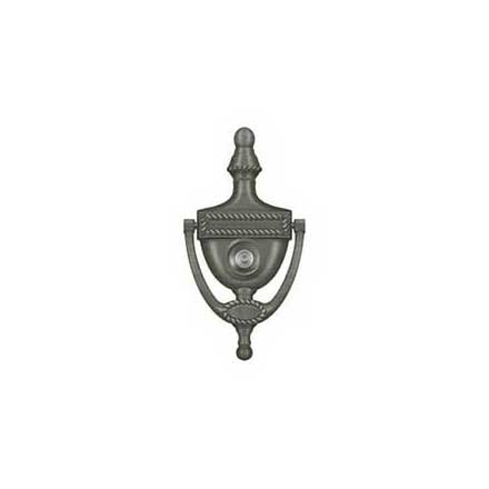 Deltana [DKV6RU15A] Solid Brass Door Knocker - Victorian Rope w/ Viewer - Antique Nickel Finish - 6&quot; H