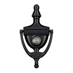 Deltana [DKV6RU19] Solid Brass Door Knocker - Victorian Rope w/ Viewer - Paint Black Finish - 6" H