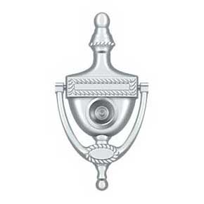 Deltana [DKV6RU26] Solid Brass Door Knocker - Victorian Rope w/ Viewer - Polished Chrome Finish - 6" H