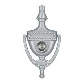 Deltana [DKV6RU26D] Solid Brass Door Knocker - Victorian Rope w/ Viewer - Brushed Chrome Finish - 6" H