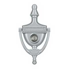 Deltana [DKV6RU26D] Solid Brass Door Knocker - Victorian Rope w/ Viewer - Brushed Chrome Finish - 6&quot; H
