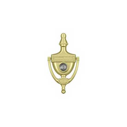 Deltana [DKV6RU3] Solid Brass Door Knocker - Victorian Rope w/ Viewer - Polished Brass Finish - 6&quot; H